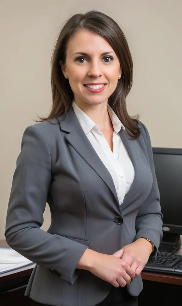 Real estate virtual assistant in a grey blazer